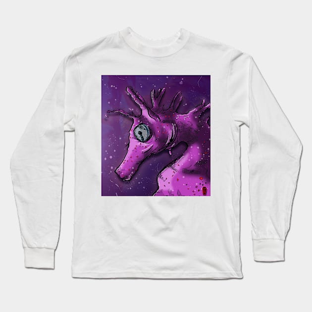 A Seahorse Purple Long Sleeve T-Shirt by IckyScrawls